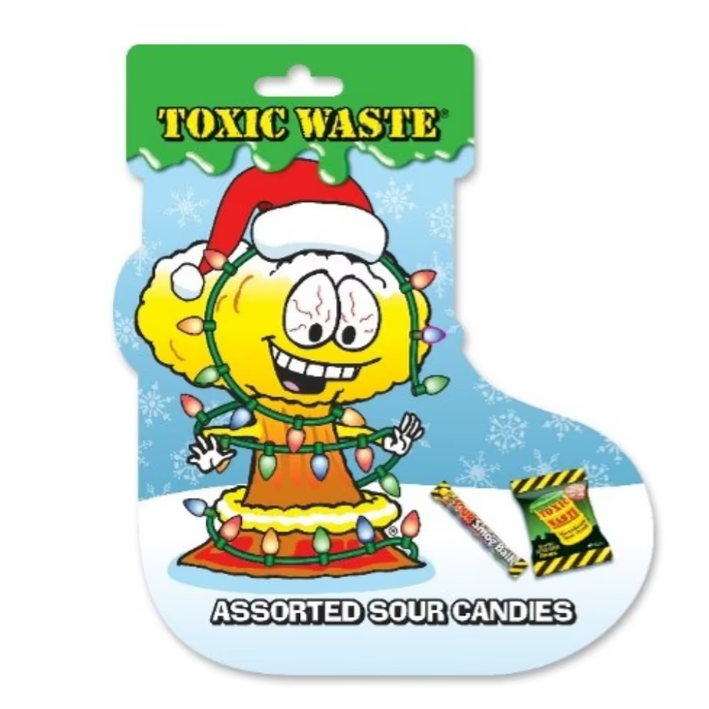 Toxic Waste Christmas Stocking 24 pack assorted sour candies and Smog Balls