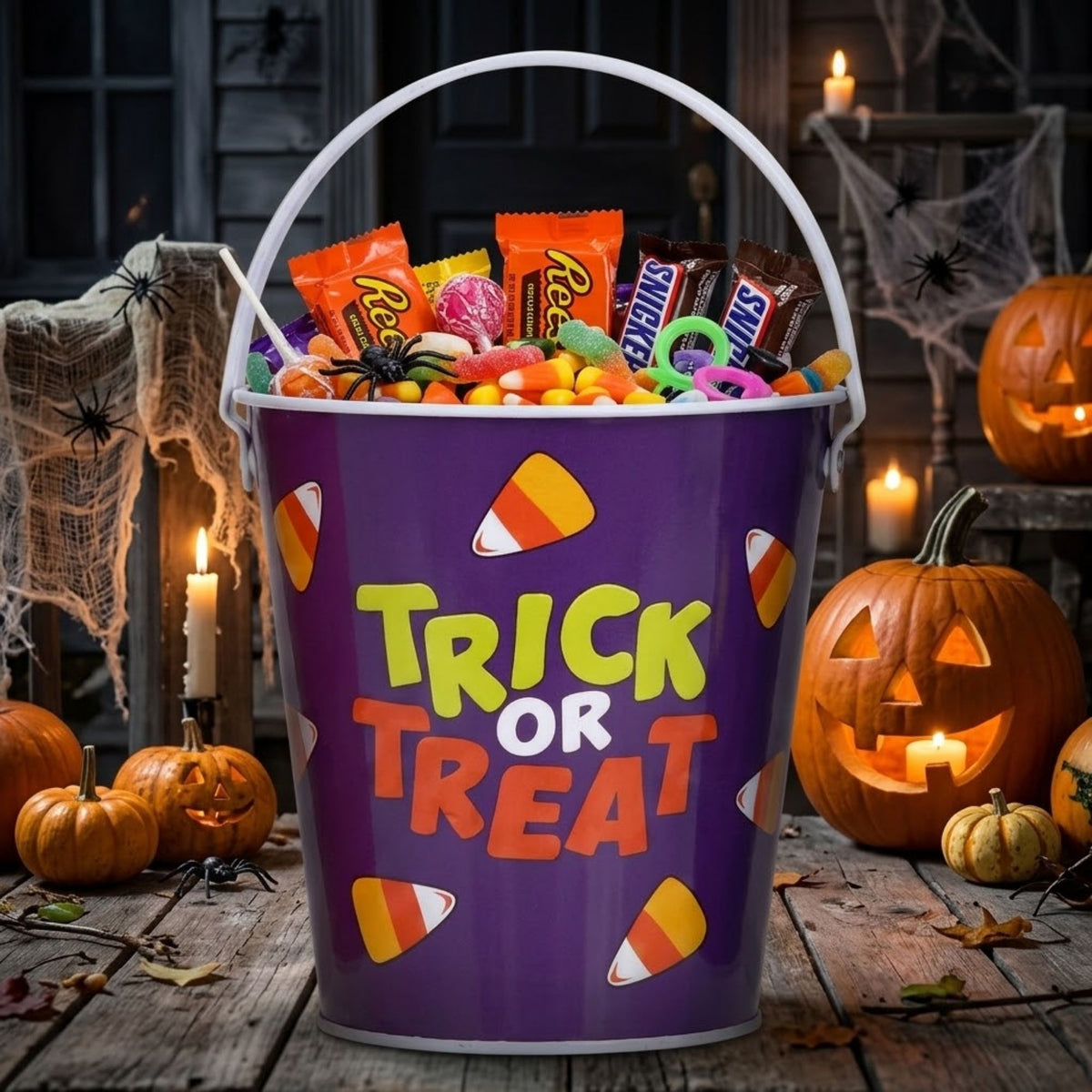 Trick or treat tin containers for Halloween celebrations