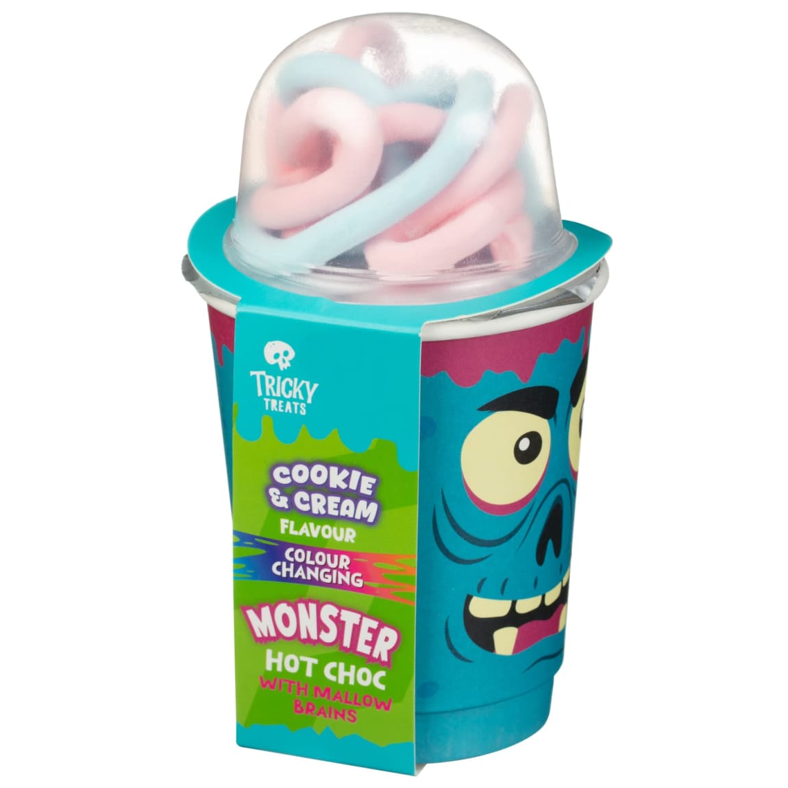 Cookies & Cream Monster Hot Chocolate with marshmallow brains