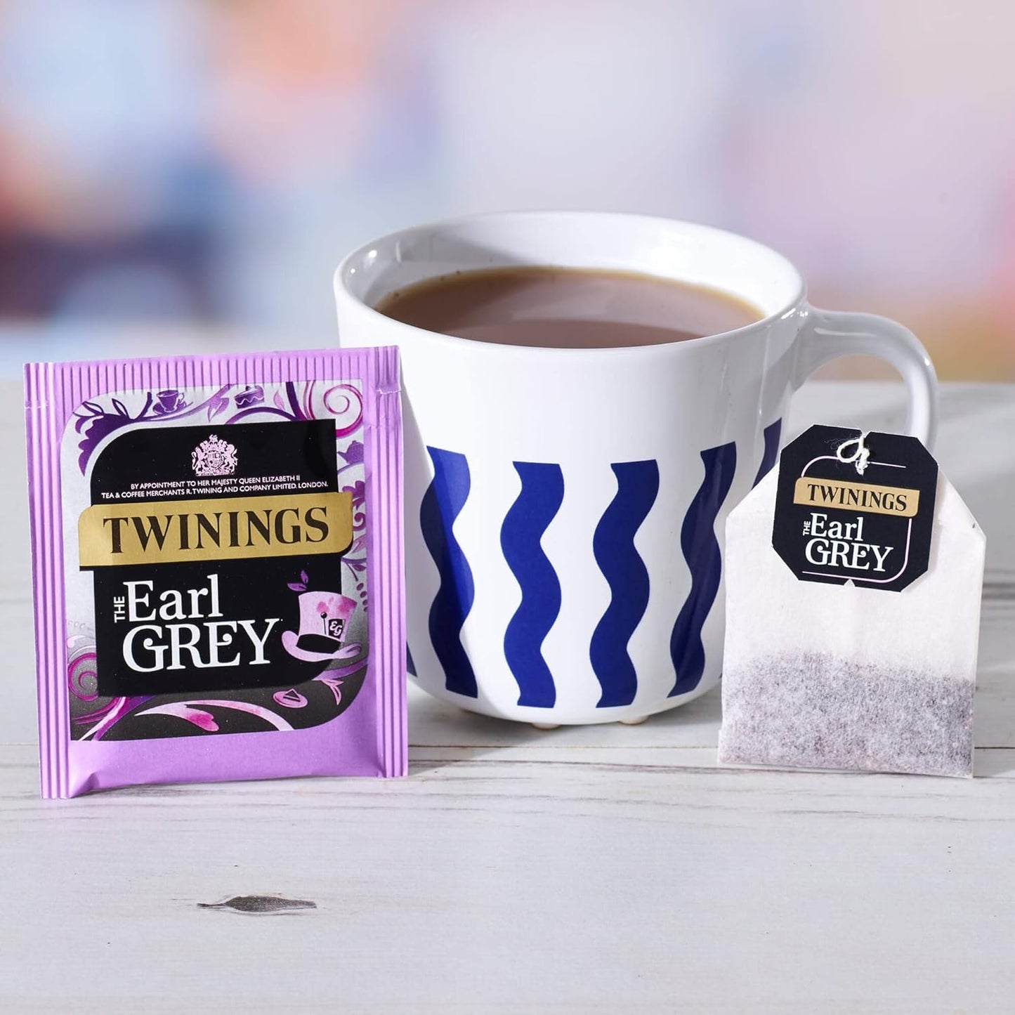 Individually wrapped Twinings Earl Grey tea envelopes