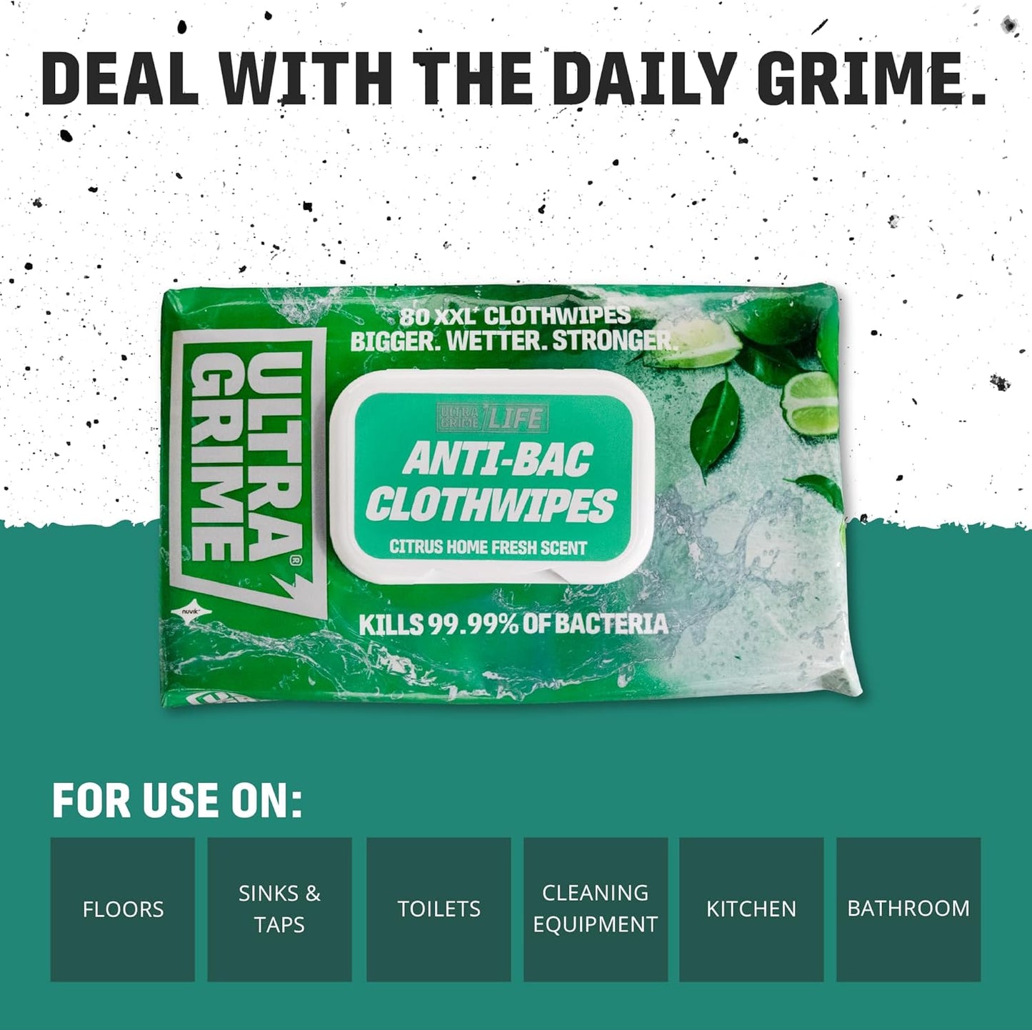 UltraGrime Antibacterial Wipes - Multi-Purpose for Toilet, Kitchen, and General Cleaning