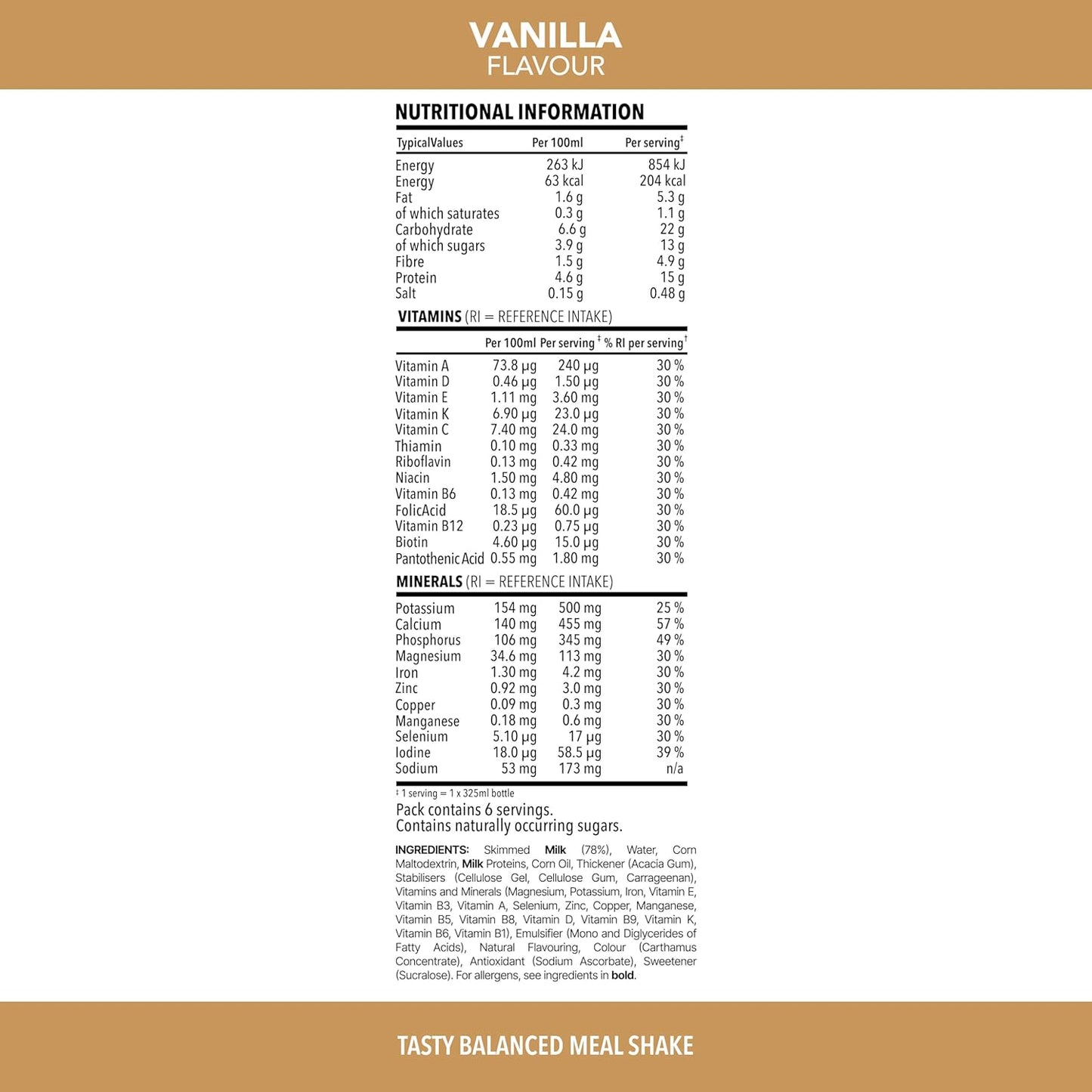 Vanilla-flavoured meal shake