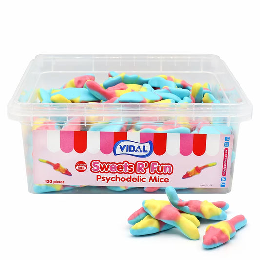 Vidal Psychodelic Mice Tub 780g strawberry flavour gummy sweets