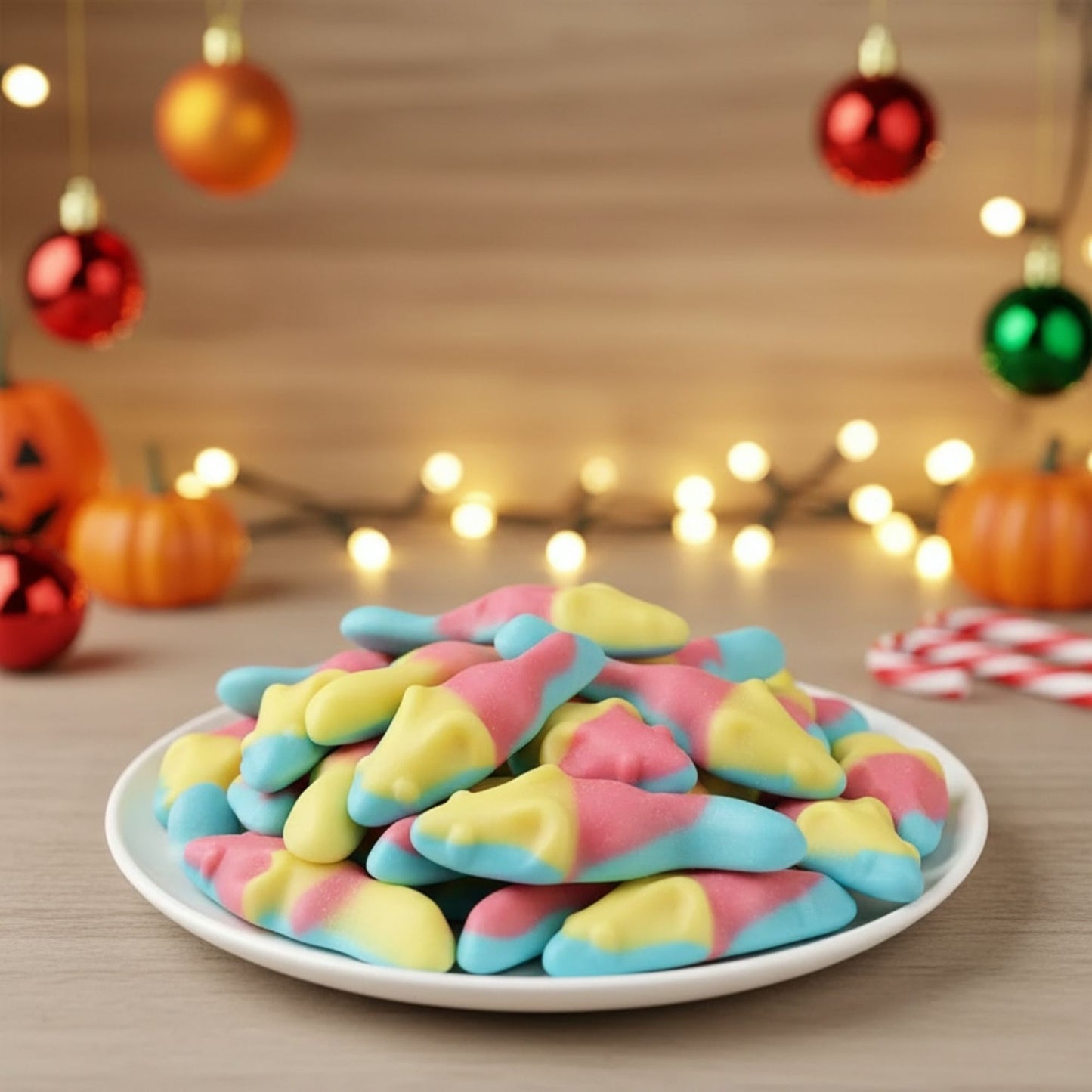 Vibrant strawberry gummy mice sweets for any occasion