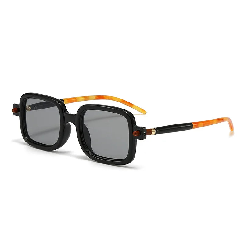 Retro rectangle gradient sunglasses black transparent close up