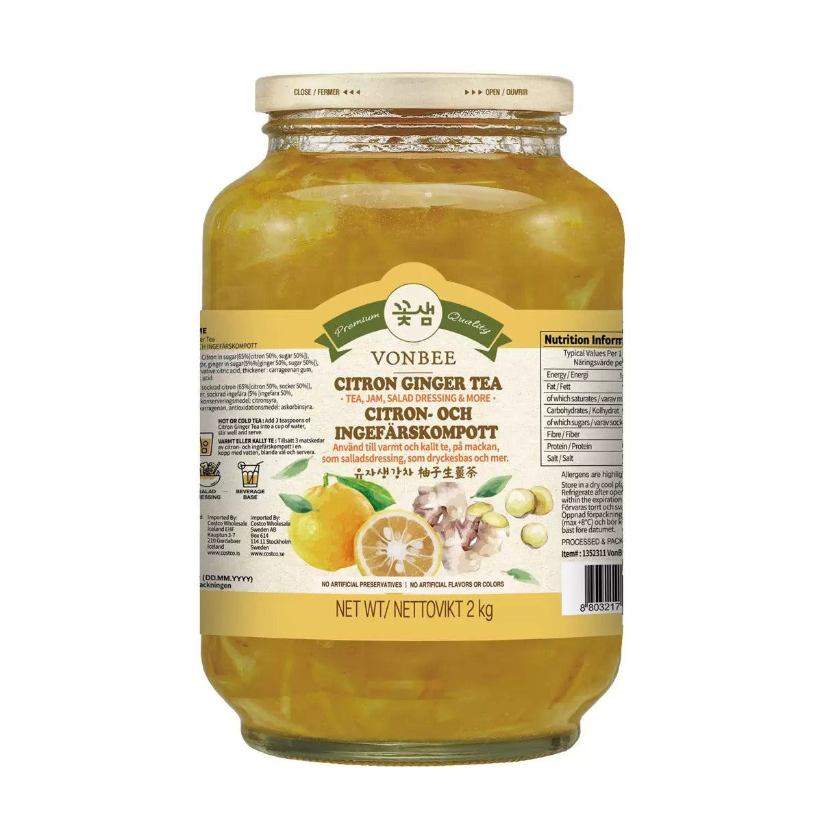 Vonbee Citron & Ginger Tea 2kg pack β natural zesty flavor for drinks and baking
