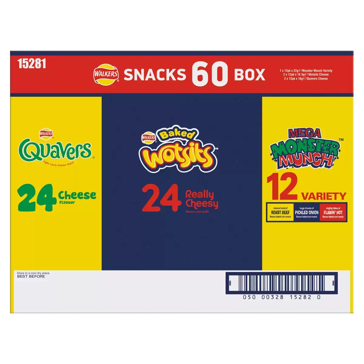 Assorted Walkers Crisps packets from 60 pack snack box