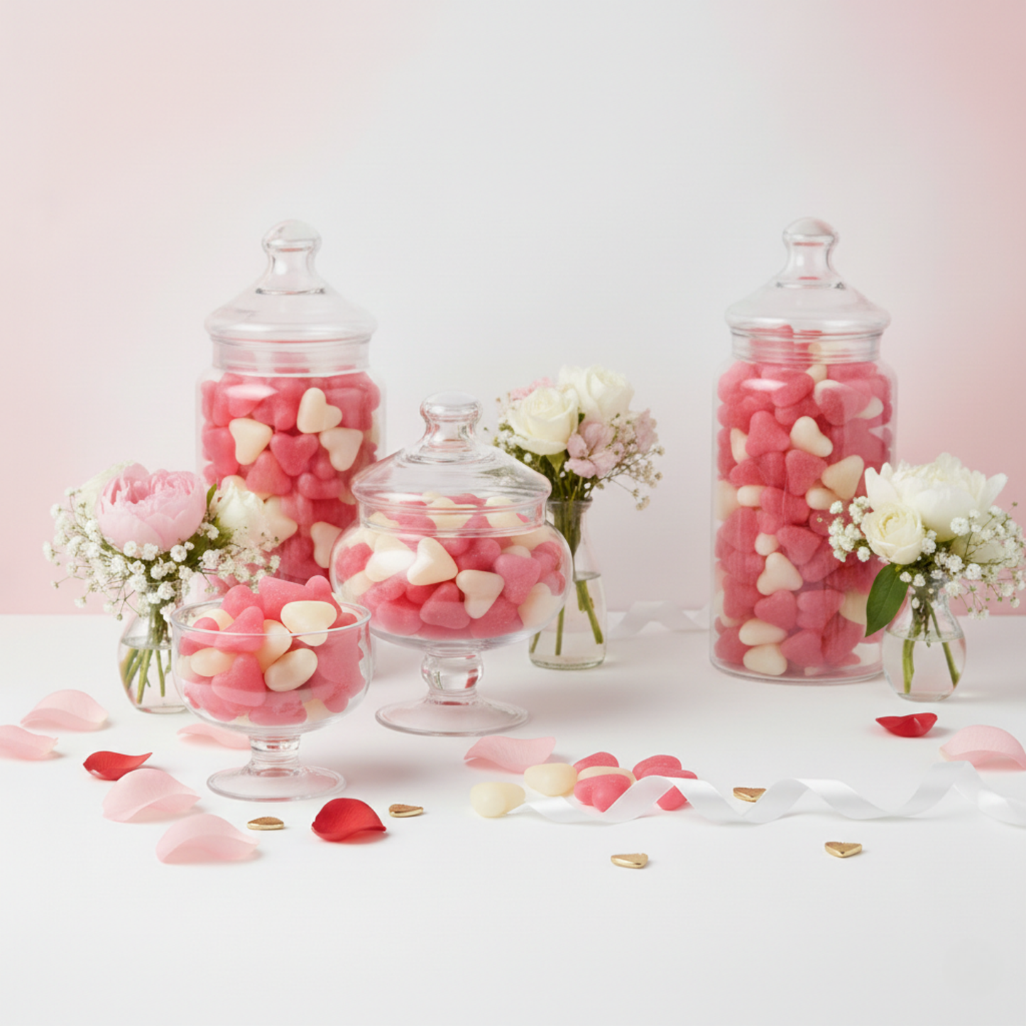 Bulk bag of heart-shaped sweets for weddings or parties