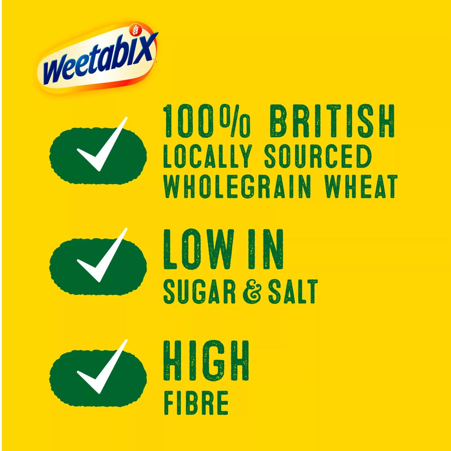 Wholegrain high fibre Weetabix for breakfast