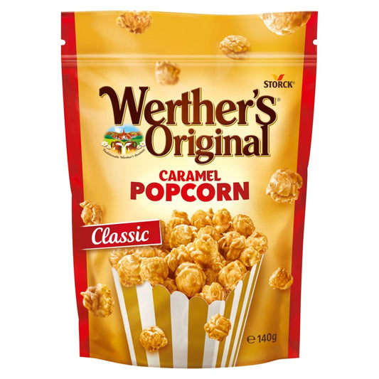 Werther’s Original Caramel Popcorn 140g with rich buttery coating for a crunchy, sweet snack