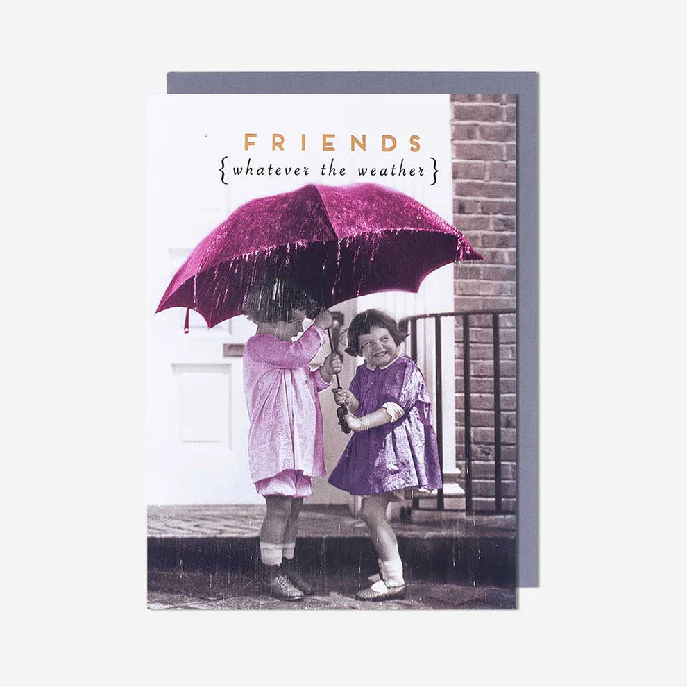 Whatever the Weather friendship greeting card with charming umbrella design