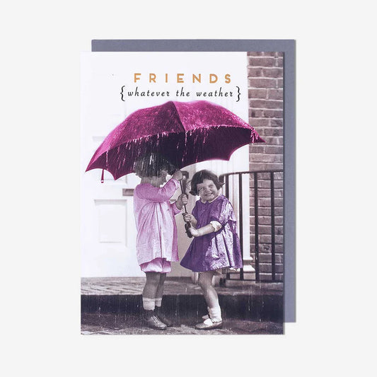 Whatever the Weather friendship greeting card with charming umbrella design