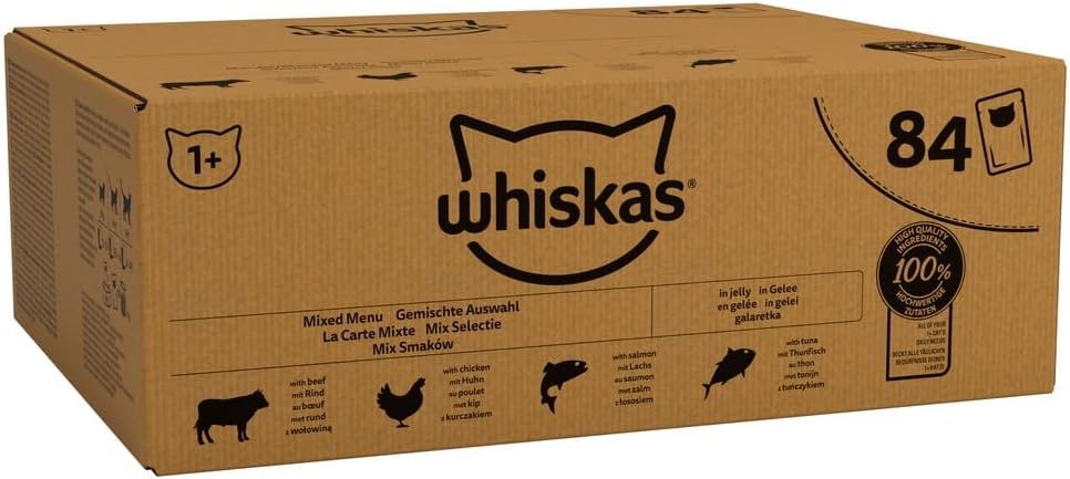 whiskas 1 plus mixed jelly cat food 84 x 85g