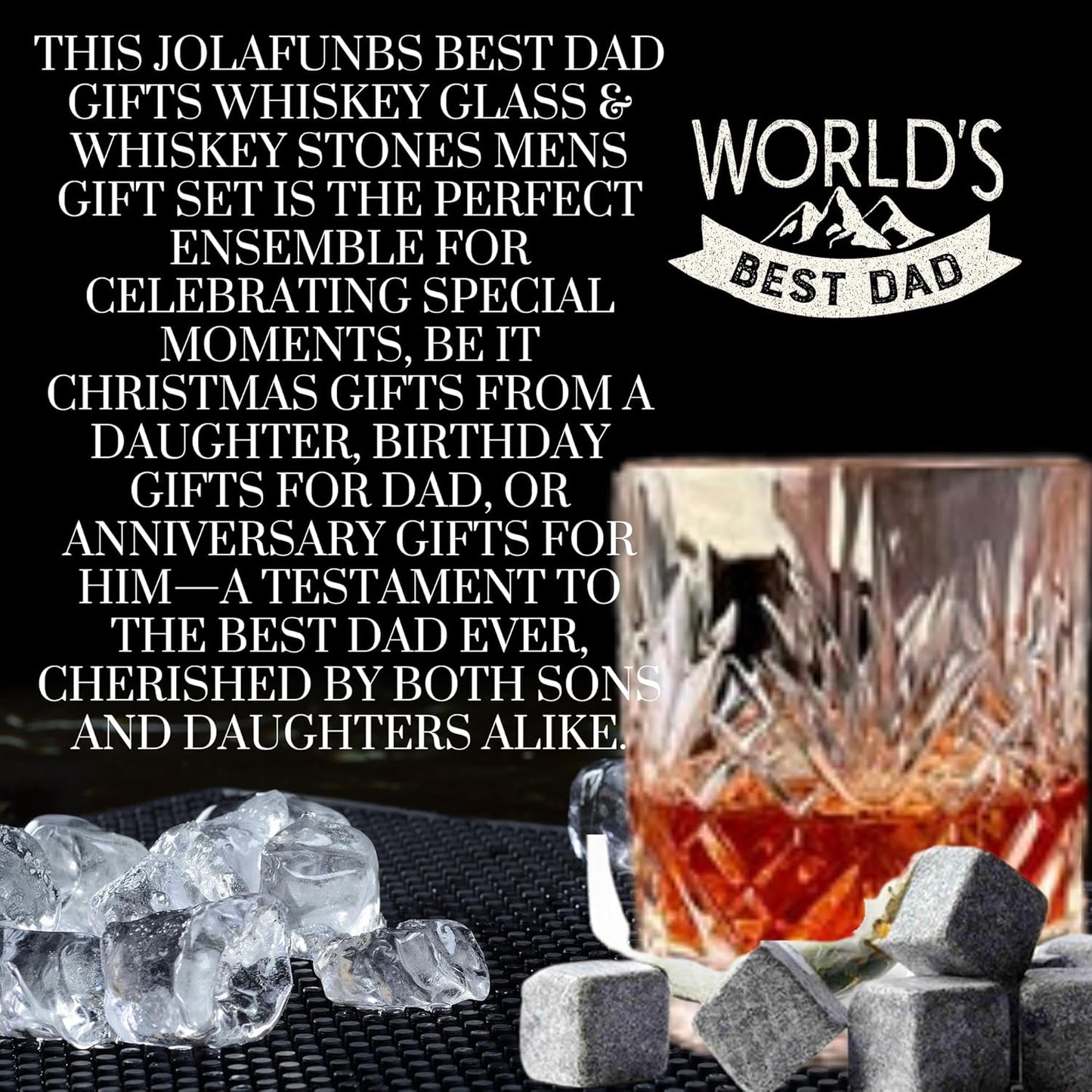 Gift set for whiskey-loving dads with premium glass and stones