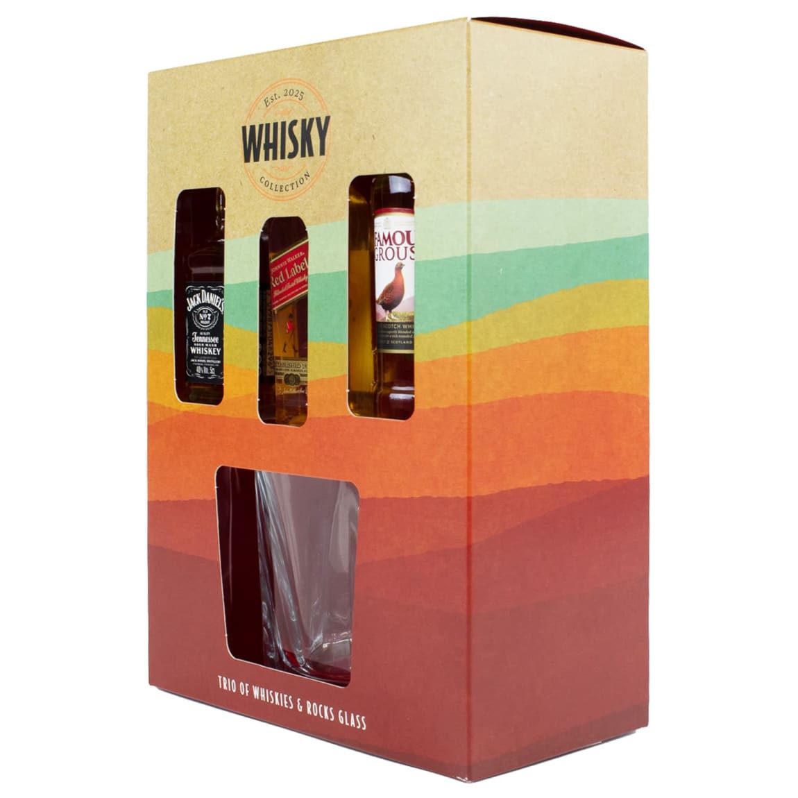 Whiskey gift set trio with tumbler glass for tasting