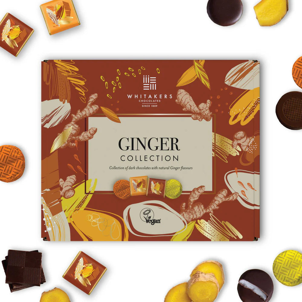 Whitakers Ginger Chocolate Collection 165g vegan dark chocolate box
