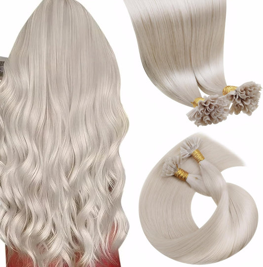 14 inch white blonde u tip hair extensions