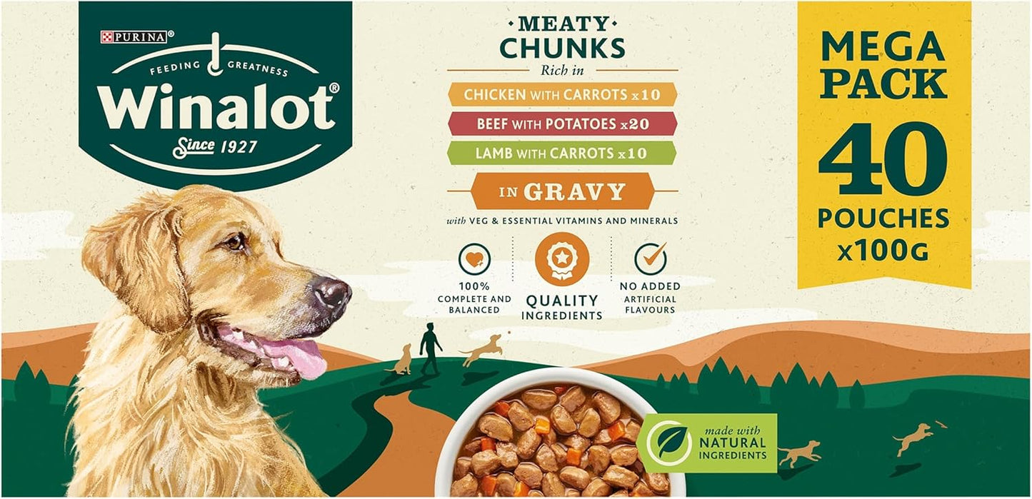 WINALOT 40 pack variety of meaty chunks in gravy