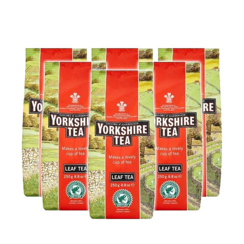 Bulk case of Yorkshire Loose Leaf Tea 6x250g bags for rich and aromatic brewing