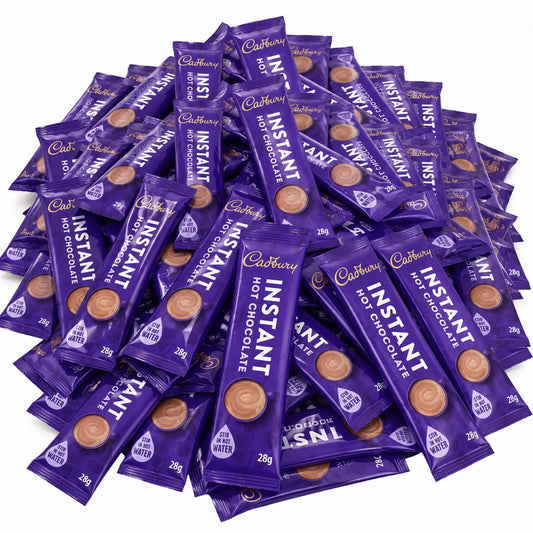 Cadbury Instant Hot Chocolate sachets for a cosy hot chocolate bar at home