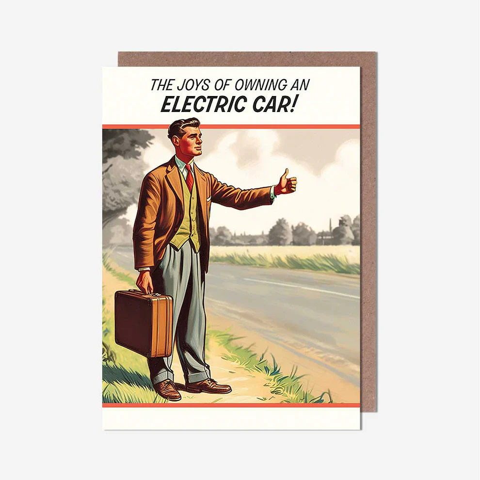 Birthday Card for Electric Car Owners Humorous Design