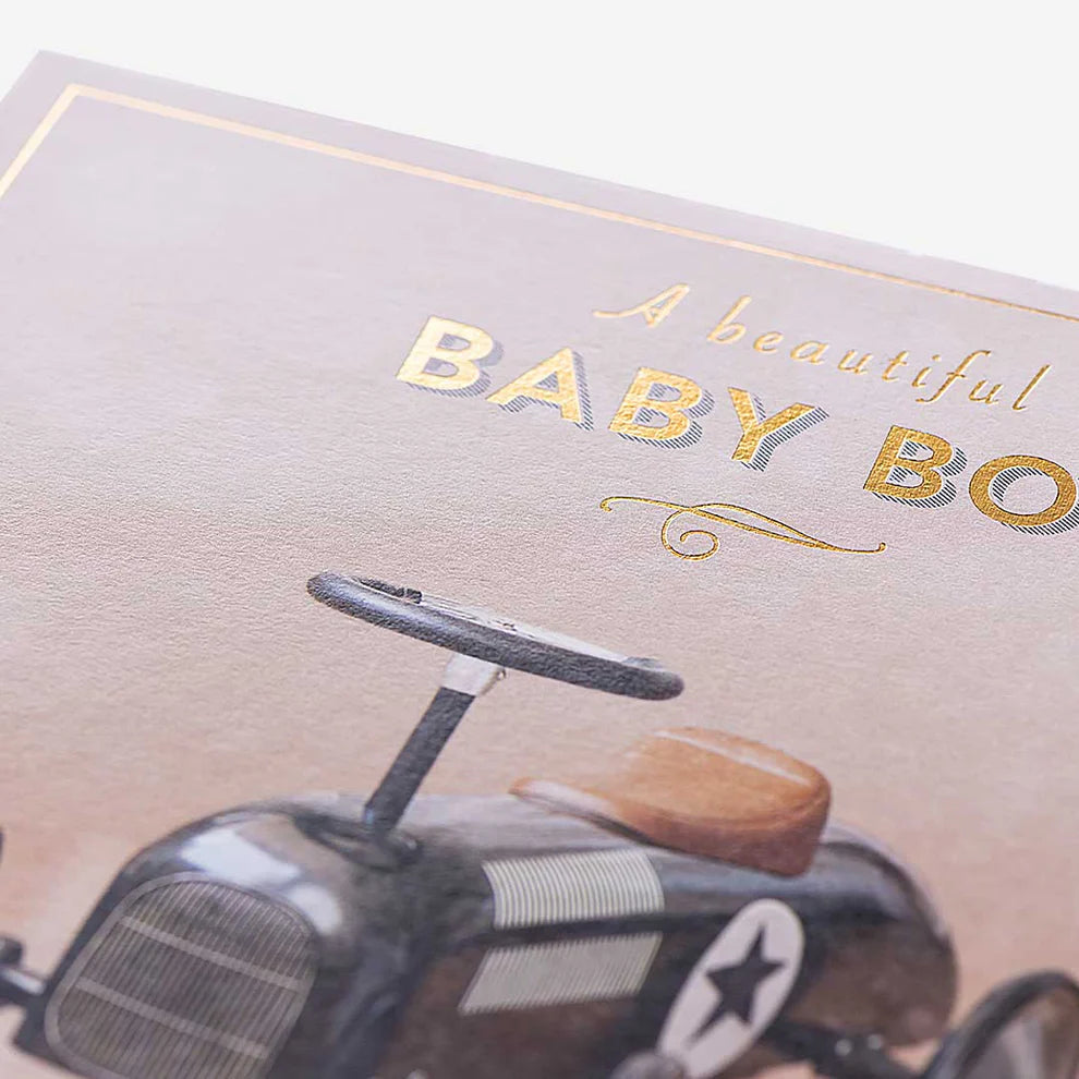 Welcome Little One Cute Car New Baby Boy Card