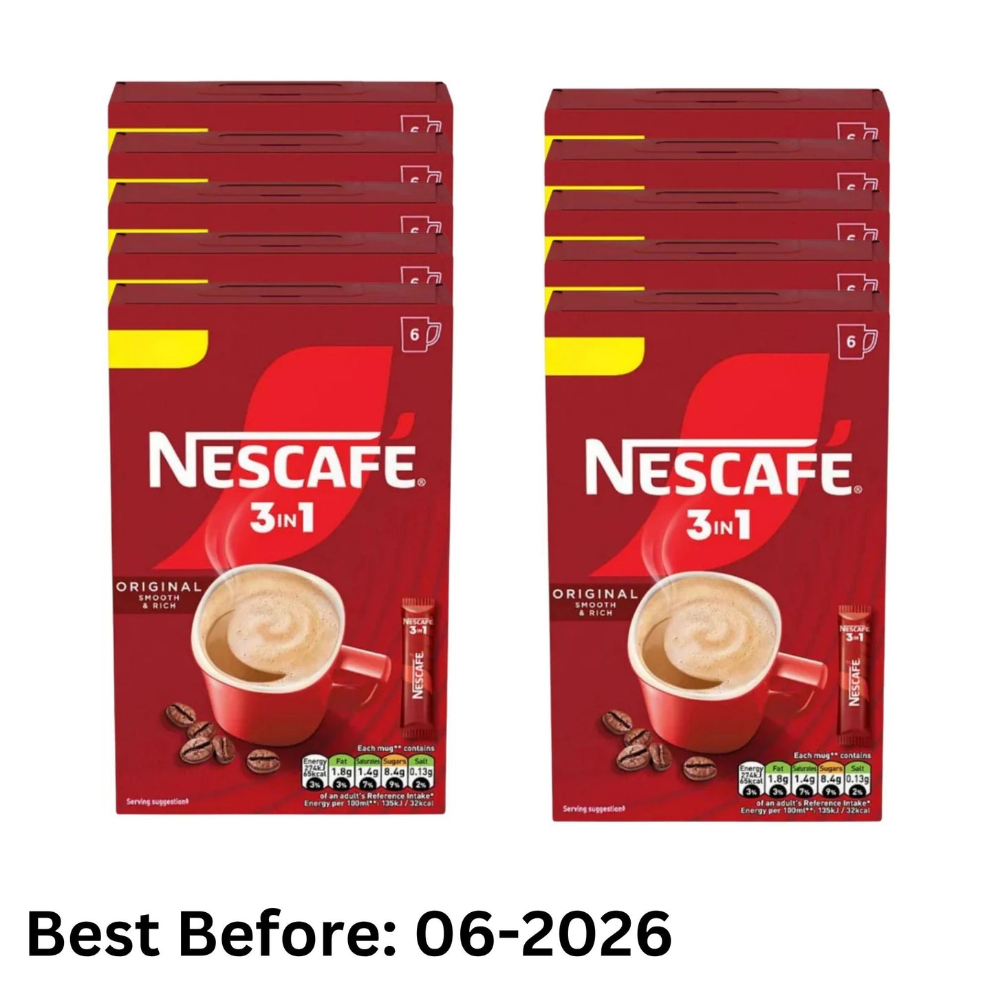 Nescafé 3 in 1 Original Coffee Sachets 6 Cups Bulk