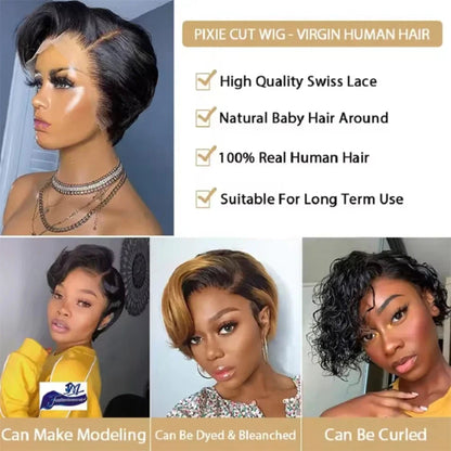 Natural looking lace front pixie cut wig
