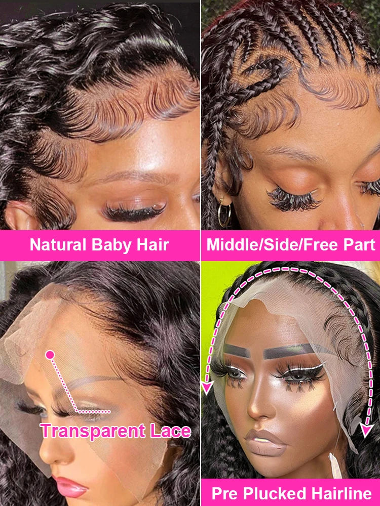 13x6 deep wave frontal wig for women