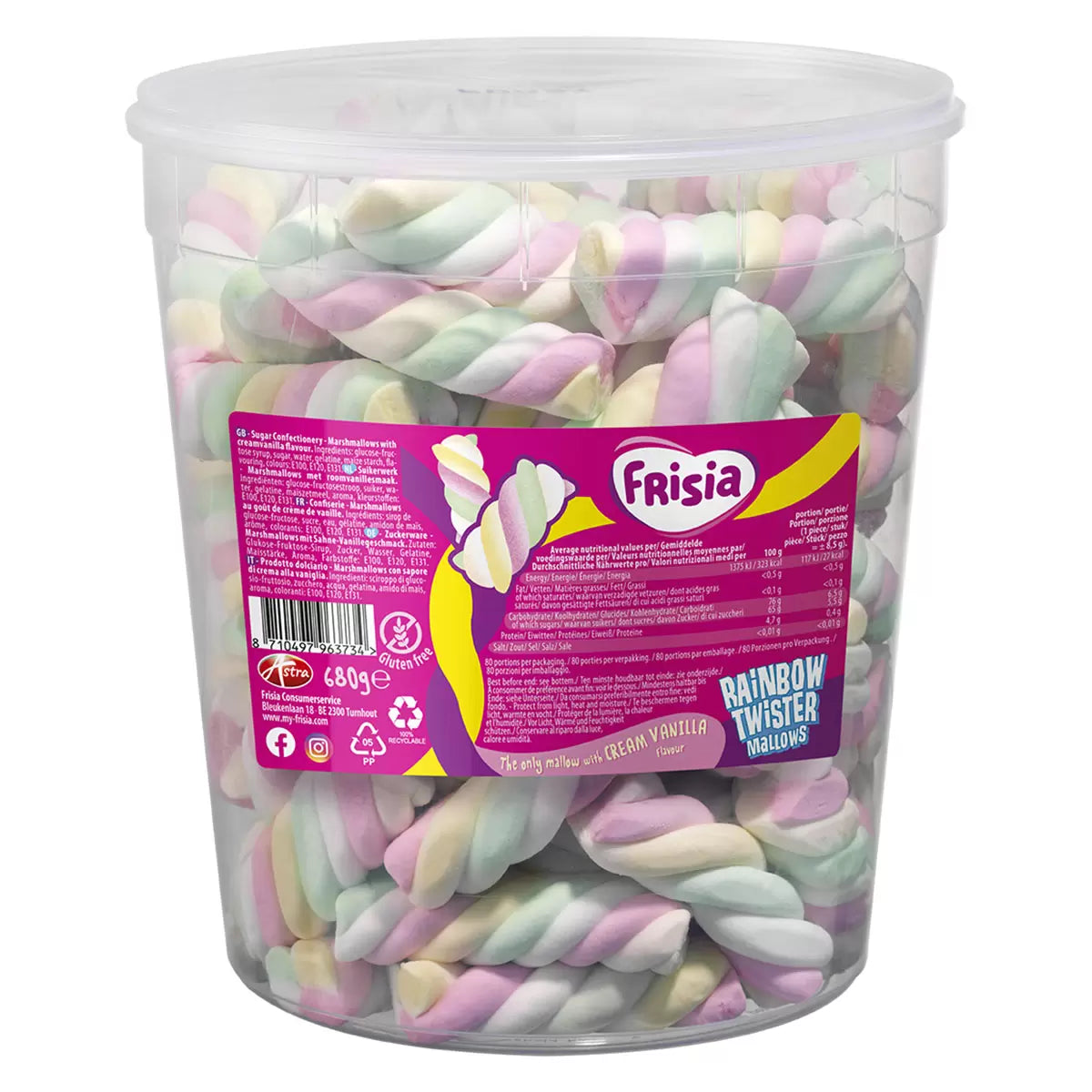 Colourful marshmallow sweets with soft vanilla flavour texture