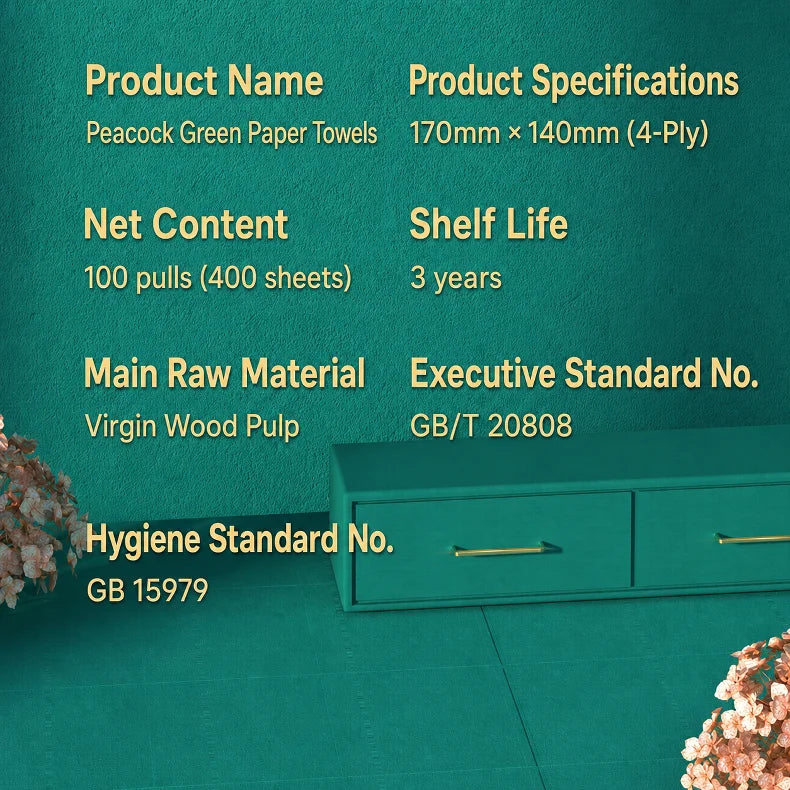 170 by 140mm four-ply tissue sheets