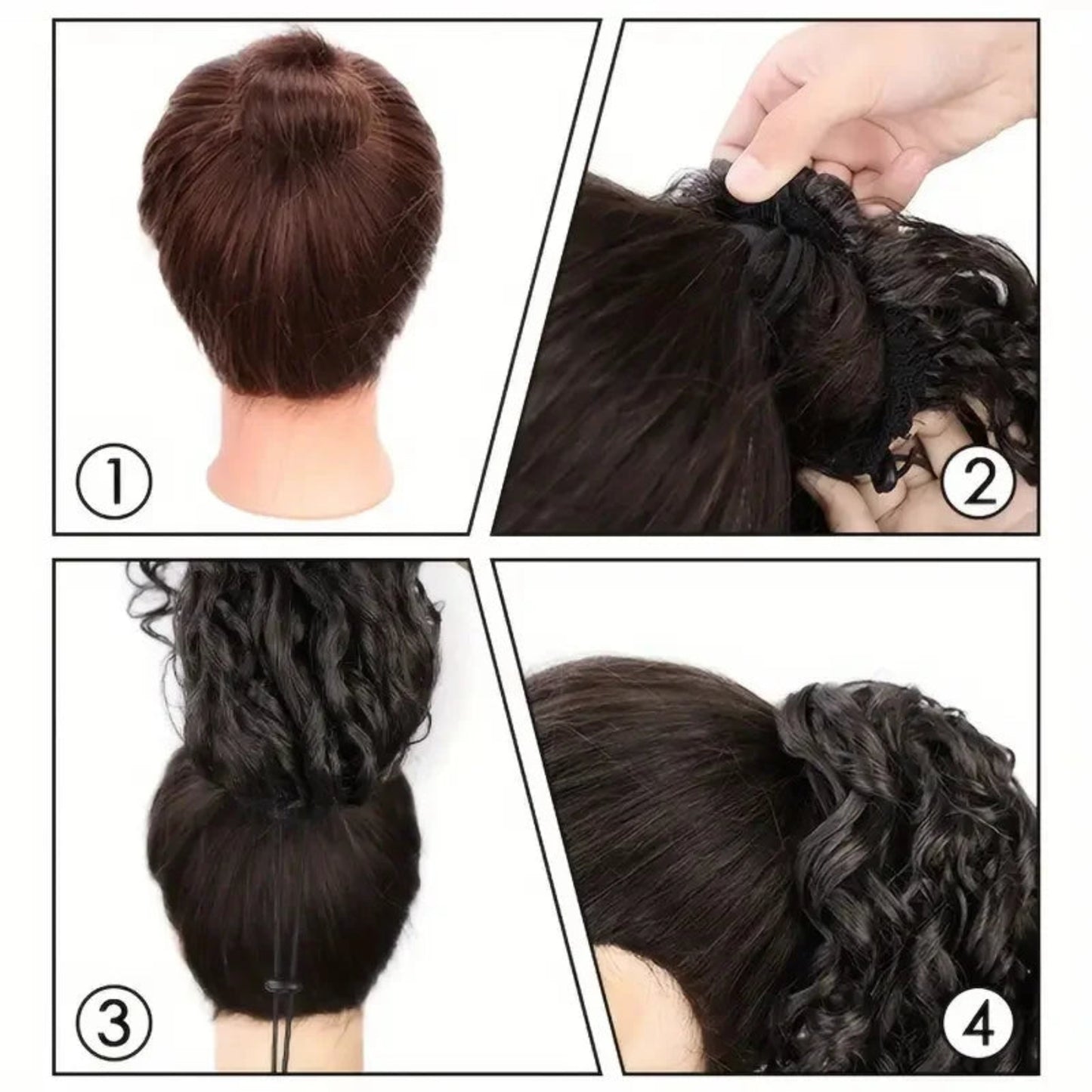 Drawstring ponytail extension with natural curl texture
