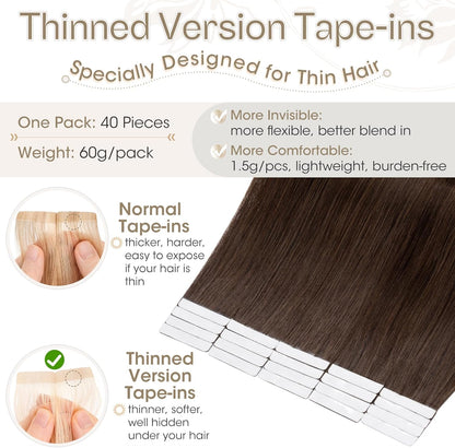 Seamless skin weft tape extensions brown shade