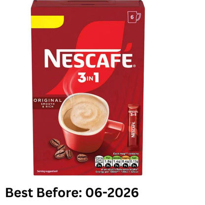 Nescafé 3 in 1 Original Coffee Sachets 6 Cups Bulk