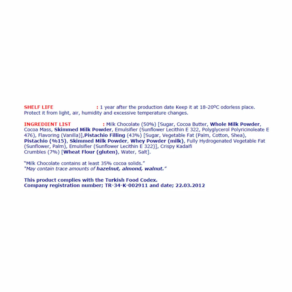 Smooth, rich milk chocolate with crispy kadaifi strands