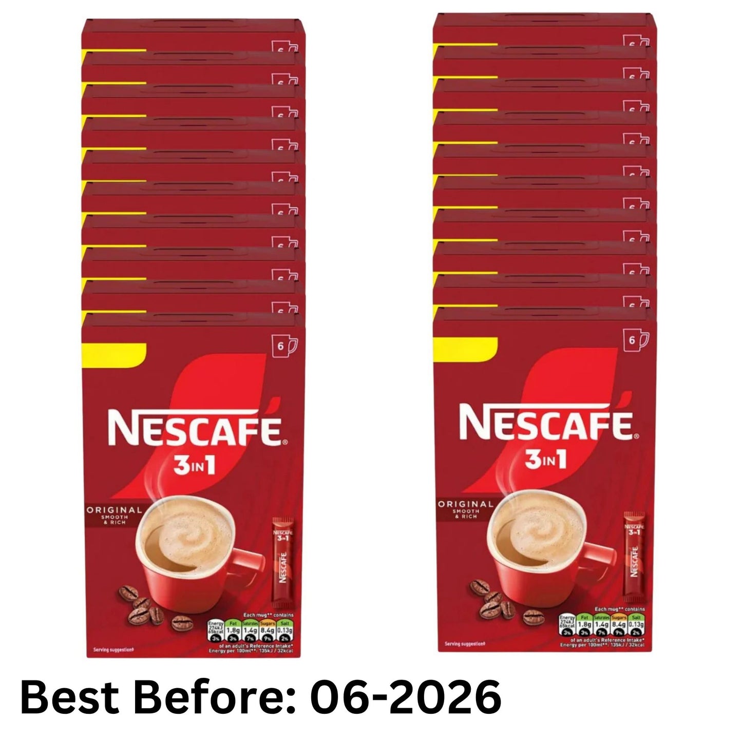 Nescafé 3 in 1 Original Coffee Sachets 6 Cups Bulk