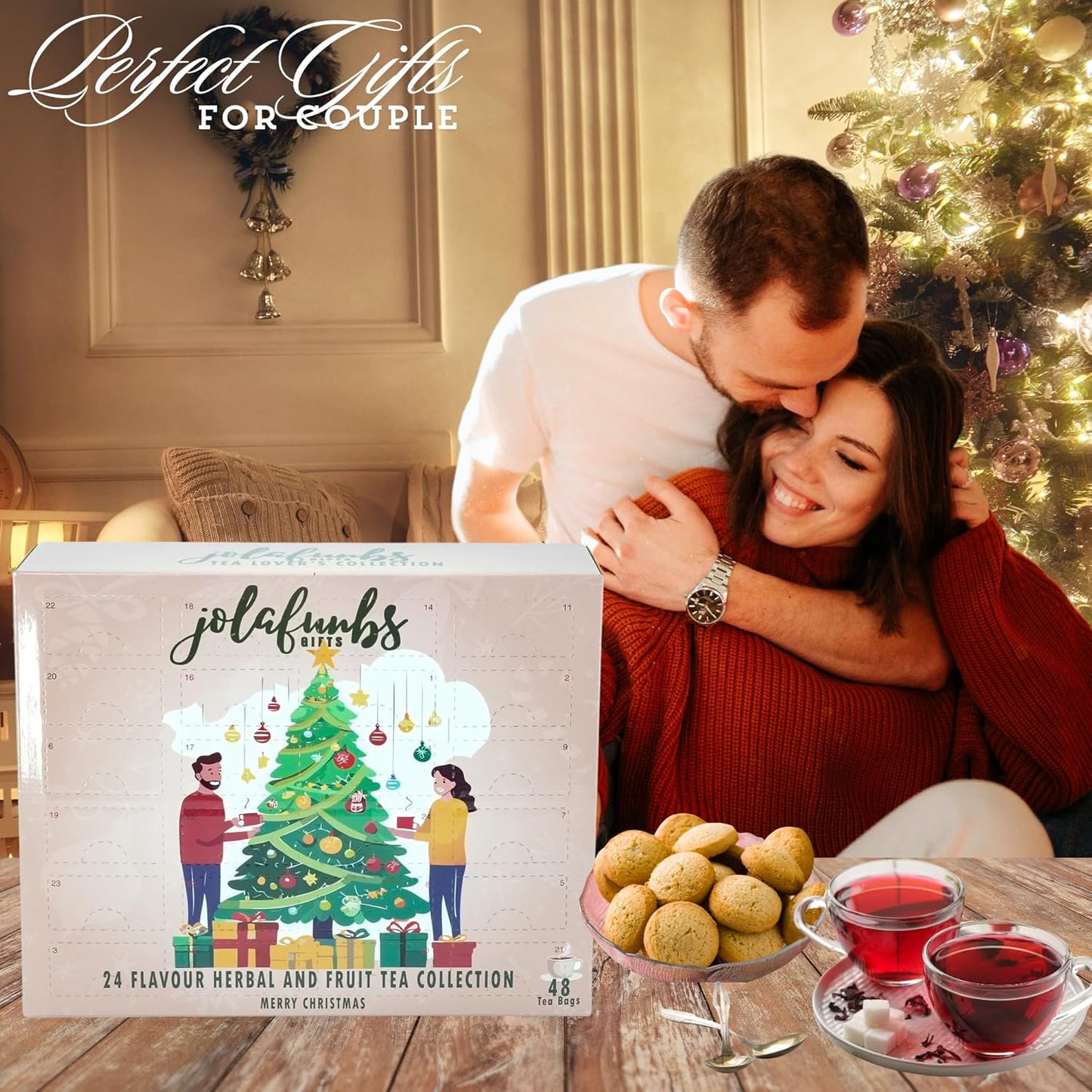 24-day tea advent gift box with festive flavours for Christmas