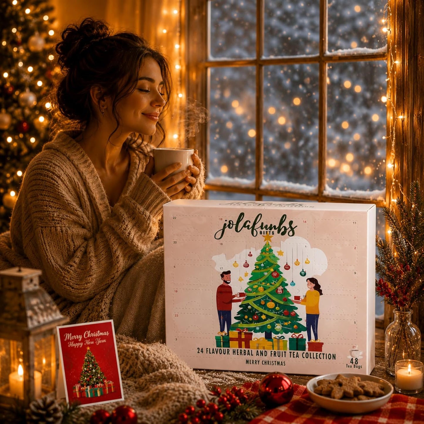 Festive tea sampler box with natural herbal blends