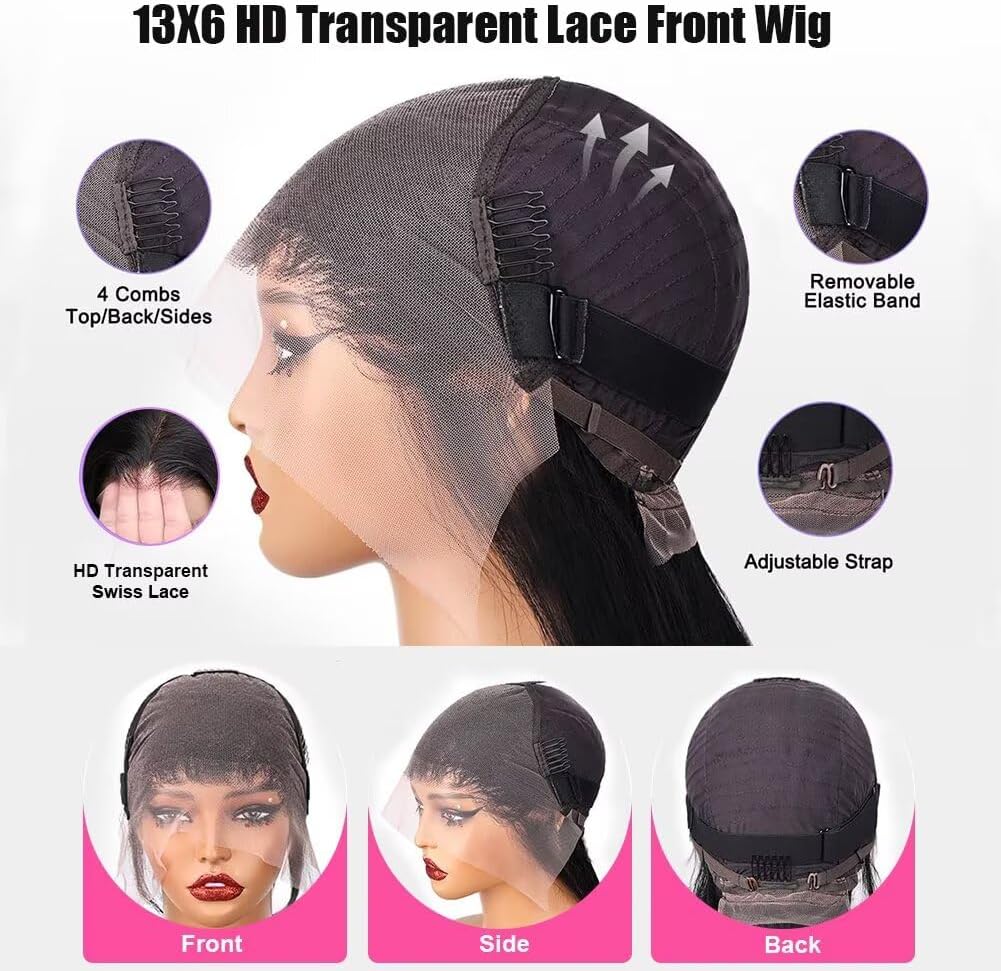 200 density straight lace frontal wig for women