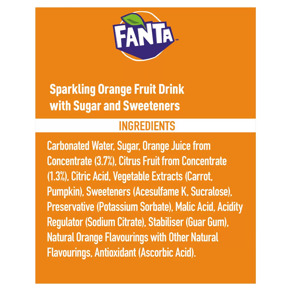 Fanta Orange with 100% natural fruit flavours
