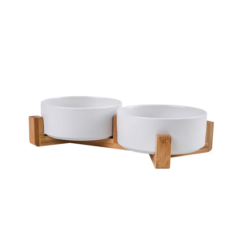 Elevated pet feeder ceramic bowl raised height comfortable design