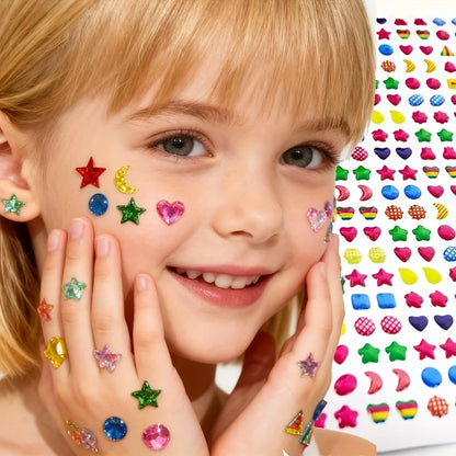 3D gemstone crystal stickers with sparkling multi color designs