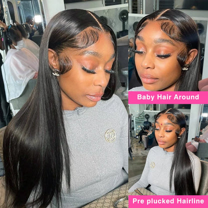 Long silky straight lace front wig natural look