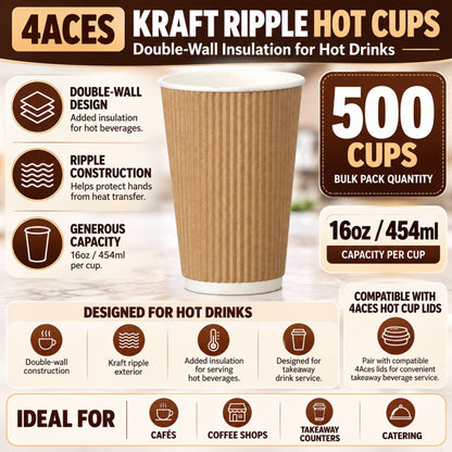 Bulk pack of 4Aces double-wall kraft paper cups