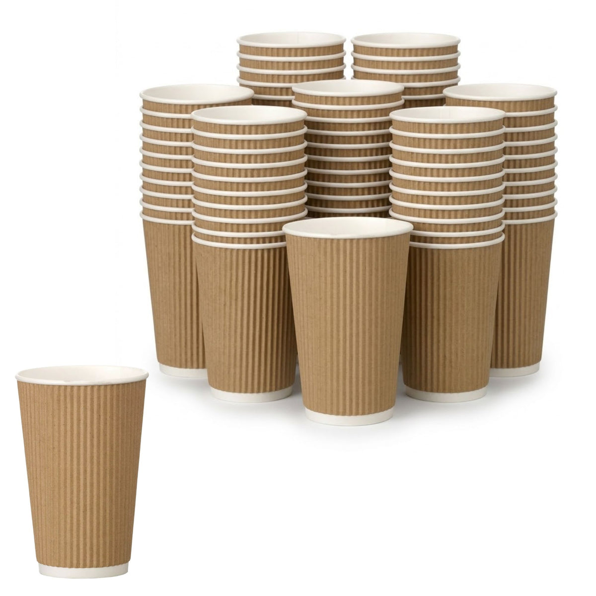Pack of 500 kraft ripple hot cups