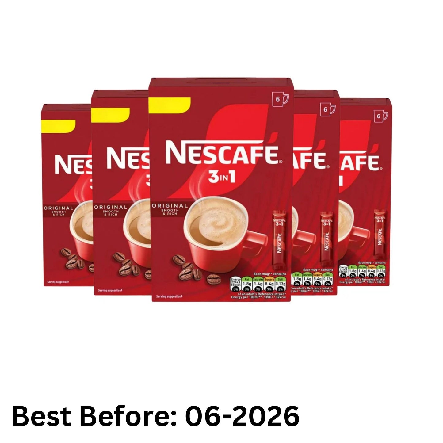 Nescafé 3 in 1 Original Coffee Sachets 6 Cups Bulk
