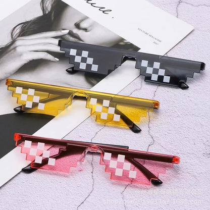 Black pixel-style novelty party glasses