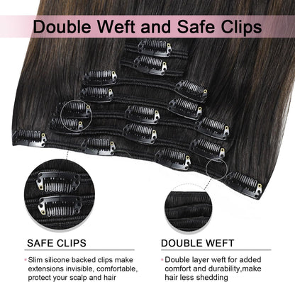 Black to blonde balayage clip in hair extensions