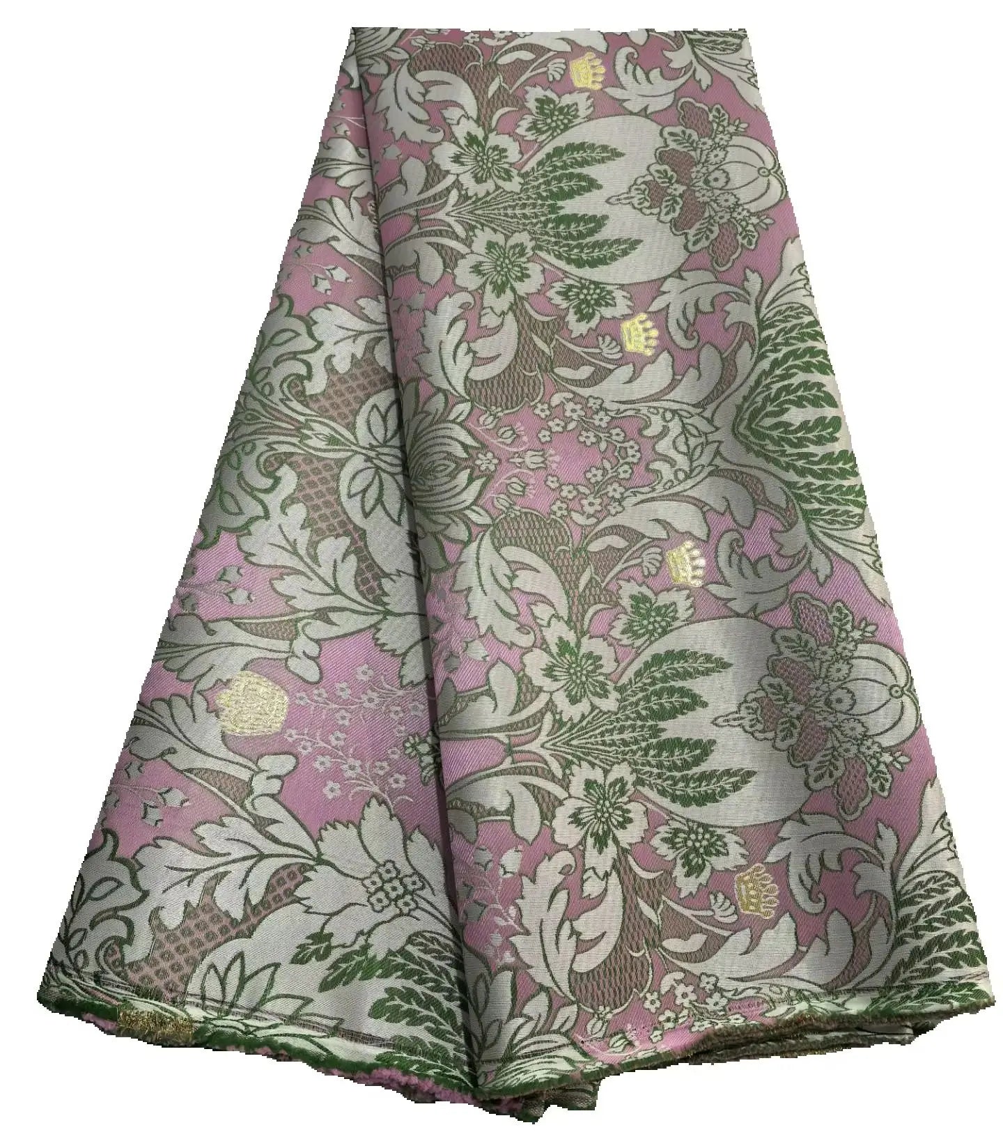 Nigerian damask lace fabric multi colour 2.5 yards DIY sewing