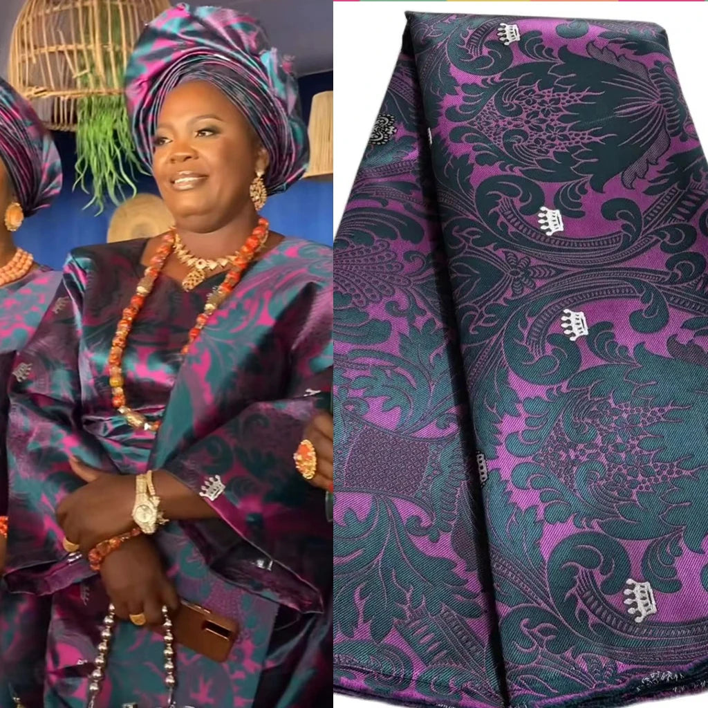 African damask lace fabric jacquard brocade 2.5 5 yards colours